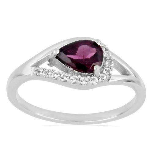 0.80 CT RHODOLITE STERLING SILVER RINGS WITH WHITE ZIRCON #VR015727